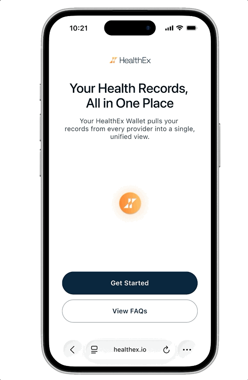 Animation showing medical records from different providers being brought together into one place